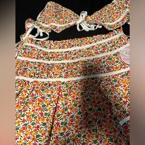 Azura Floral Flirtations Floral 2-Piece Set (Orange/Hot Pink) from Nanamacs in L